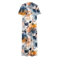 thumbnail image 4 of Ovzne Robes Grande Taille pour Femmes Courbes Robe pour Femme Robe Unie Ample Décontractée Mode Manches Longues Robe à Col Manches Longues Printemps Robe Manches Longues Imprimée, 4 of 7