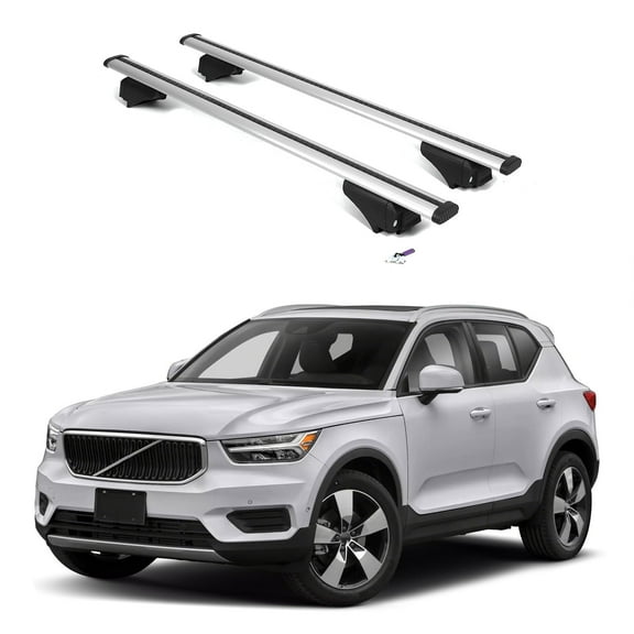 ERKUL Roof Rack Cross Bars for Volvo XC40 2018-2025 | Aluminum Crossbars with Anti Theft Lock for Rooftop | Compatible with Flush Rails - Silver