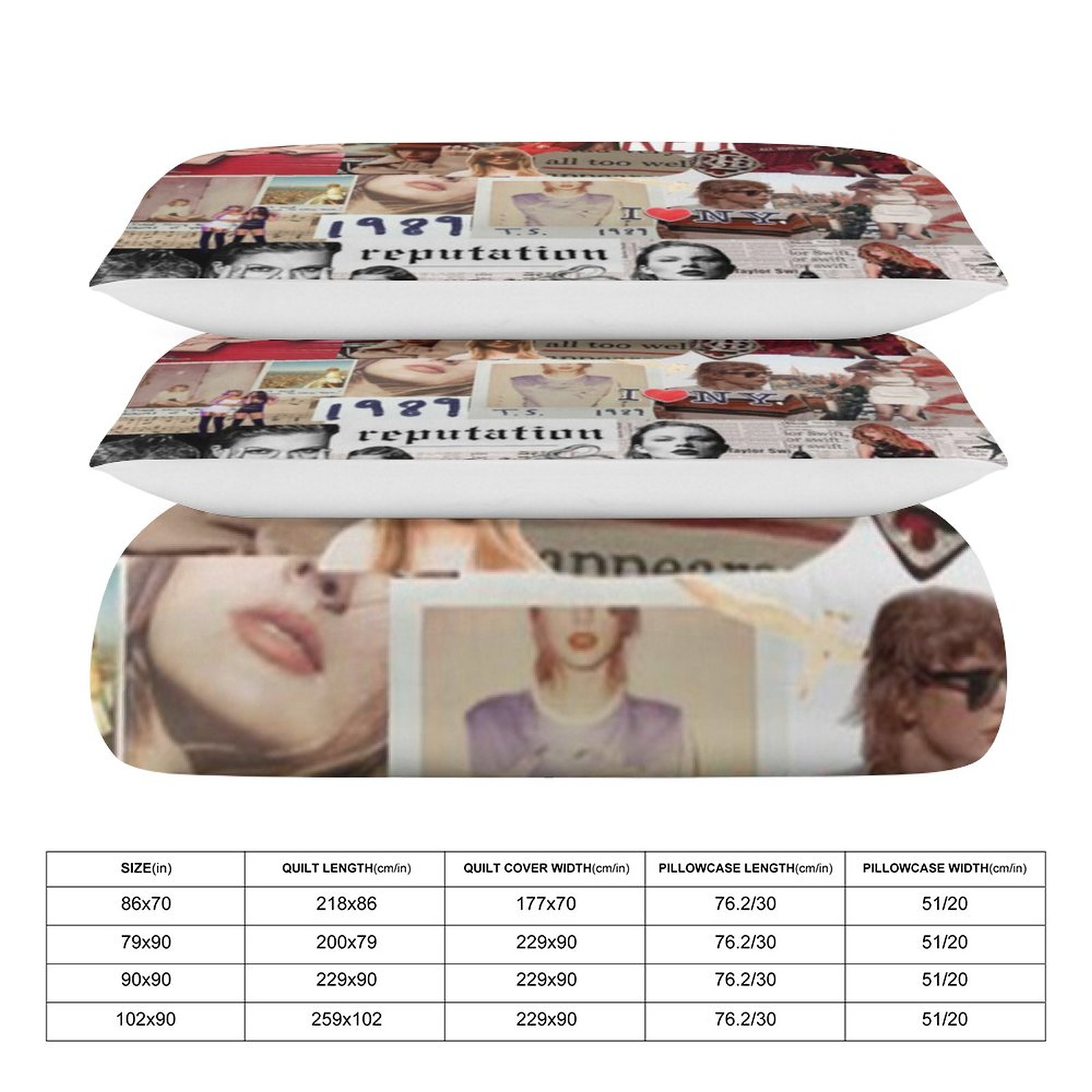 Taylor Swift 3 Pieces Bedding Sets Soft Comforter Sets Decor Bedroom Gifts with 1 Duvet Cover 2 Pillowcases, Size: 102 x 90