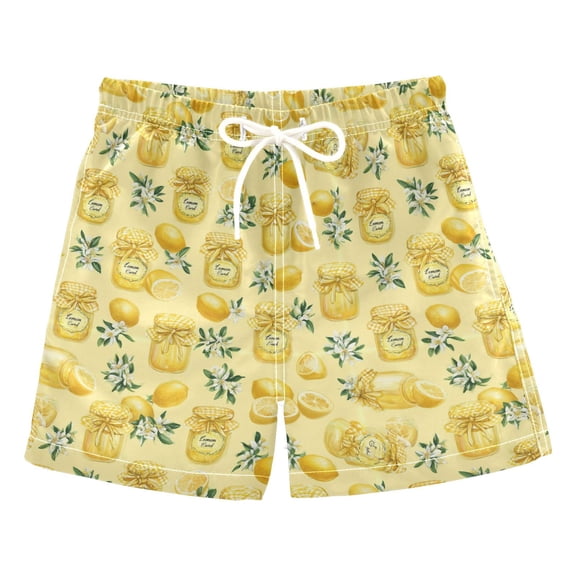 Boys' Swim Trunks Kids Beach Shorts Quick Dry Board Shorts Yellow Jar Pattern 2T