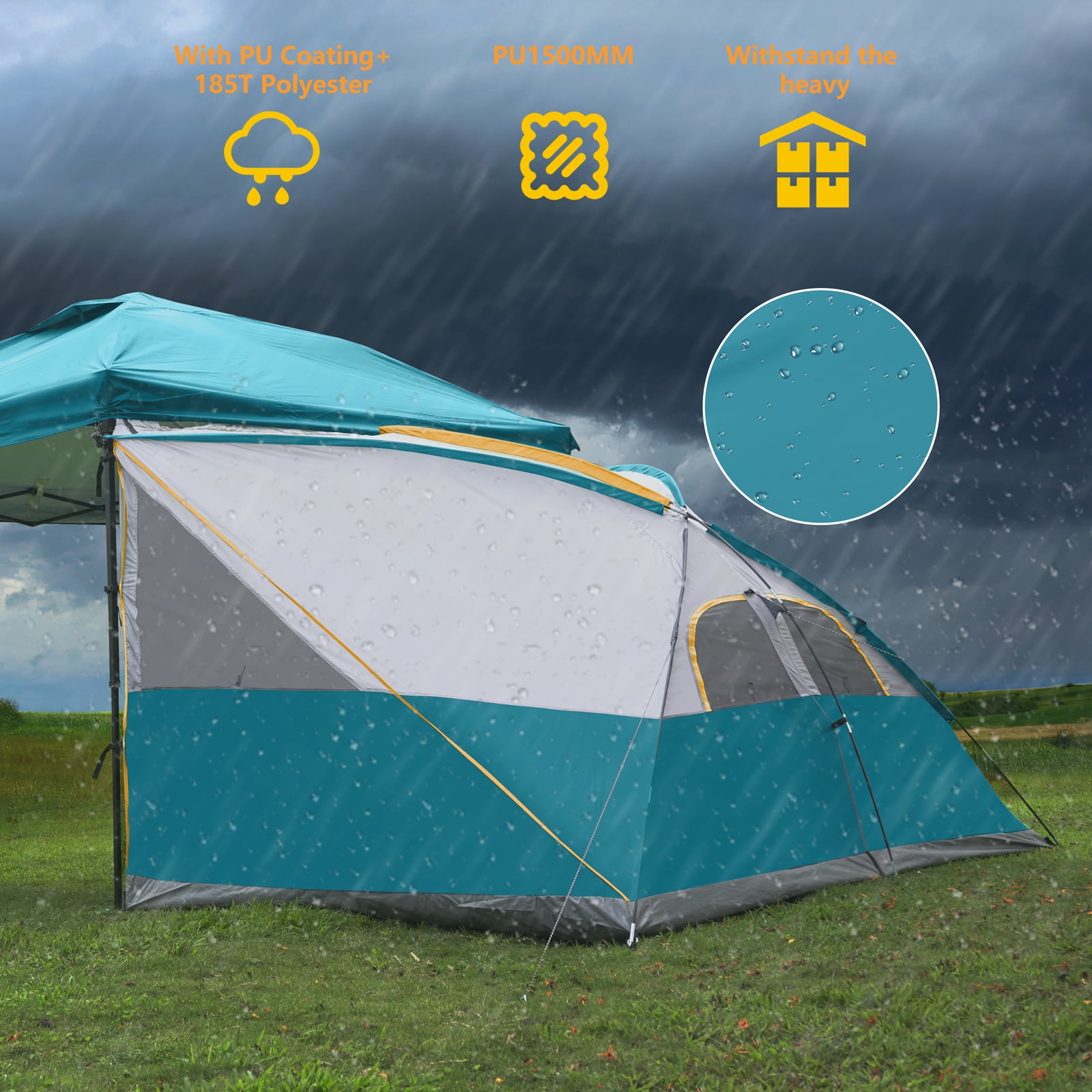 Camping Cube | Pop Up Canopy Side Tent for 10' x 10' Canopies Tent Easy Set Up Gazebo (Canopy/SHELTER NOT Included), Ocean Blue