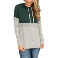 thumbnail image 2 of Women's Color Block Hoodies Fall Long Sleeve Sweatshirt Casual Drawstring Pullover Tops Striped Tunic Shirts, 2 of 5