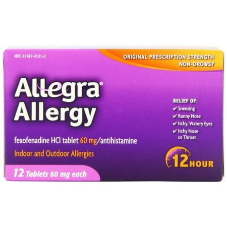 Allegra Allergy 12Hr Fast Relief Fexofenadine HCI Antihistamine 60 mg, 12ct