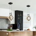 thumbnail image 2 of Deyidn Kitchen Island Mini Light Fixture Modern Led Crystal Pendant Light Black Square Chandelier for Dining Room Living Room Kitchen Bedroom Bar, 2 of 9