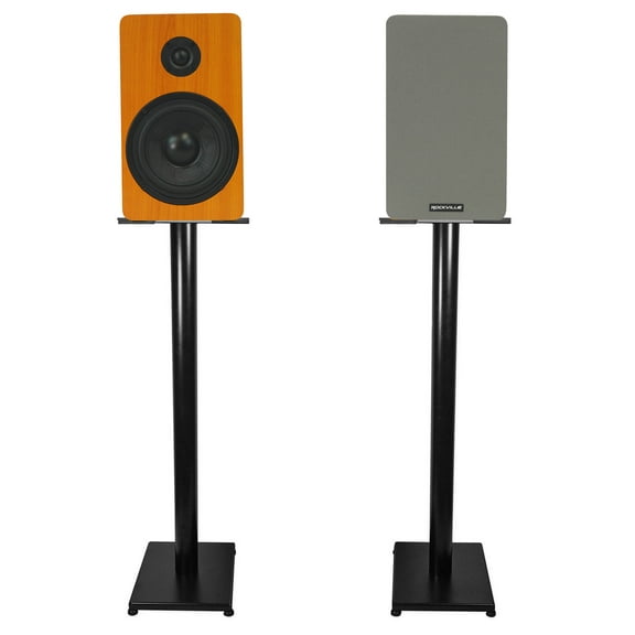 Pair Rockville RockShelf 54C Classic 5.25" Home Bookshelf Speakers w/37" Stands