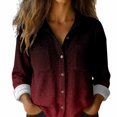 thumbnail image 2 of Endives Womens Shirts Gradient Color Casual Long Sleeve Button Down Blouse Shirt Womens Tops Spring Outfit, 2 of 6