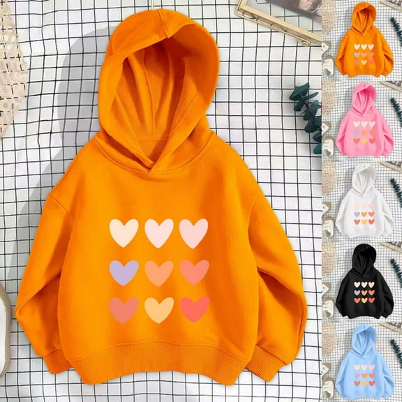 Hvobtty Toddler Girls Sweatshirts, Toddler Fall Tops, Fashion Girl and Boy' Casual Long Sleeve Hooded Sweatshirts Printing Black 4-5 Years