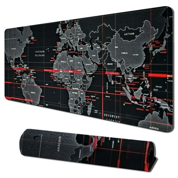 nygtbtfer  Keyboard Mouse Pad Set, Mouse Pad Wrist Support, Extended Gaming Mouse Pad   Keyboard Wrist Rest Support, Large Ergonomic Mousepad Desk Mat Combo -Black World Map 31.5x11.8 in