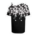 thumbnail image 4 of GceSteap Summer Shirts for Women Off The Shoulder Short Sleeve Asymmetrical Neck Tops Criss Cross Blouses Ethnic Floral Print Clothes 2024 Black 3XL, 4 of 5