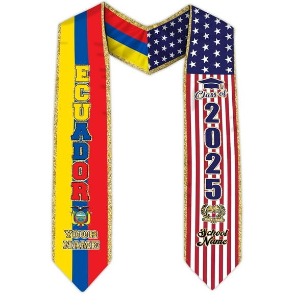 Ecuador Graduation Stole, Ecuadorians American Flag Graduation Sash 2025, Ecuadorians Graduation Sash