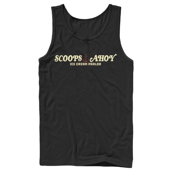 Netflix Men's Stranger Things Scoops Ahoy Nautical Logo Tank Top Black Large