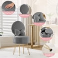 thumbnail image 2 of Yeshouse Tocador con espacio de almacenamiento, taburete de franela con respaldo plegable y cojín, moderno sillón de maquillaje para dormitorio con patas de metal, 2 of 9