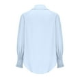 thumbnail image 6 of hxobax Women's Oversized Linen Blouses Collar V Neck Button up Shirts Long Smocked Sleeves Work Tops, 6 of 7