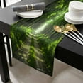 thumbnail image 3 of Green Trees Cotton Linen Table Runner 13 x 90 inch Forest Art Decor Spring Summer Nature Leaf Non-slip Rectangular Dining Table Decor for Wedding Party Holiday Dinner, 3 of 8