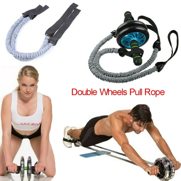 Nituyy 2pc Wheel Pull Rope Abdominal Pull Rope Latex Fitness Exercise Stretch Pull Ropes (Wheel Not Included) Gray