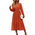 thumbnail image 1 of Vestido PRETTYGARDEN cruzado maxi de manga larga y escote en V XXL, 1 of 7