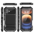 thumbnail image 4 of Metal Rugged Case for iPhone 16 Plus, Armor Case with Hidden Kickstand & Tempered Glass Screen Protector Shockproof Dustproof Full Body Protection Heavy Duty Phone Cover Case - Black, 4 of 8
