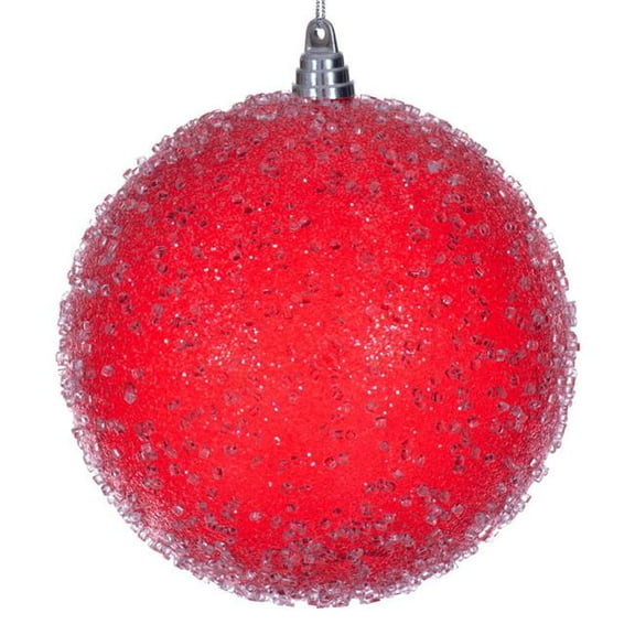 Vickerman MT254203W 8 in. Red Icy Sugar Ball Ornament