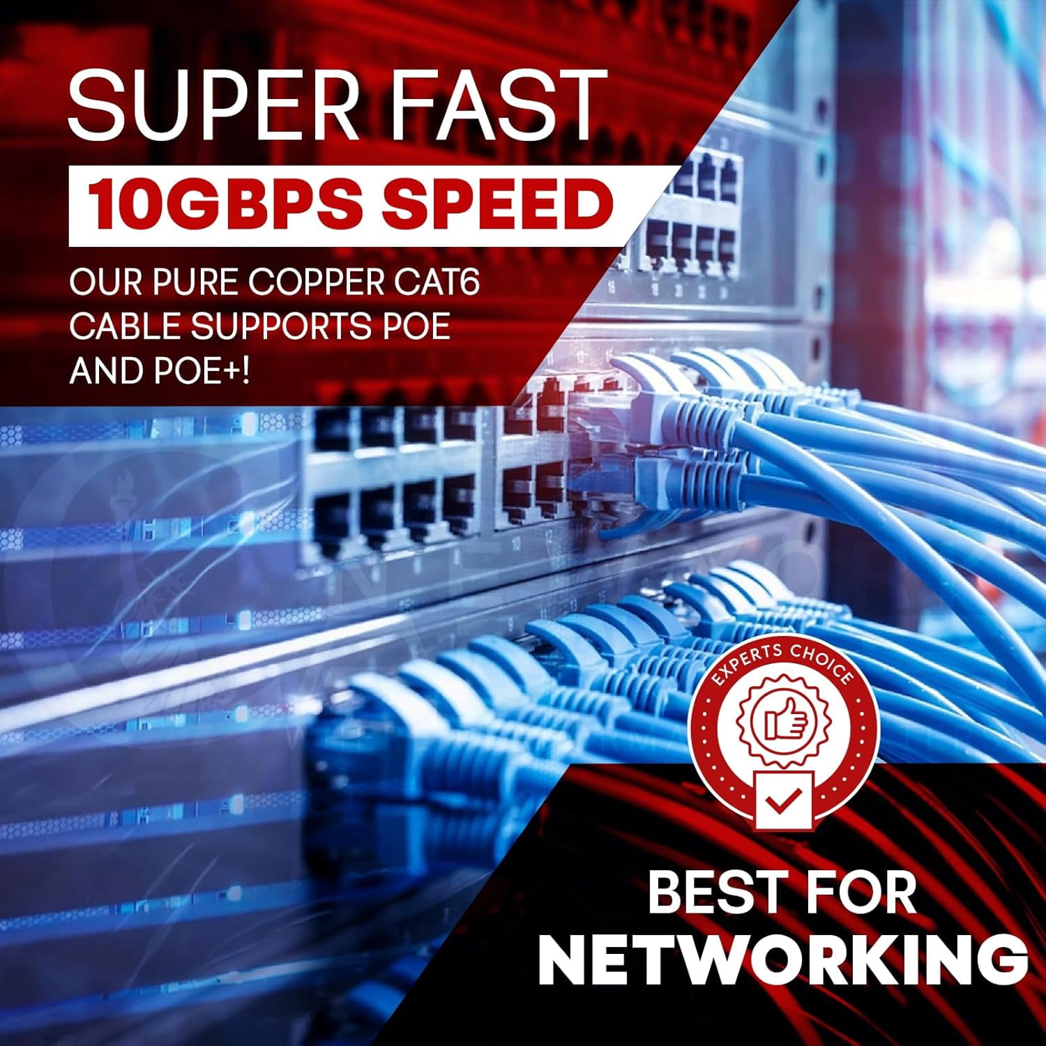 NewYork Cables | Cat6 Plenum Ethernet Cable Pure Copper 1000ft UTP 4Pairs 550MHz 23AWG 10 GB Blue