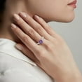 thumbnail image 2 of KIRAN FINE JEWEL Trillion Purple Amethyst Topaz Band Ring Rose Gold Plated 925 Silver Wedding Women Gemstone Statement Jewelry Gift For Her, 2 of 5