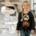 thumbnail image 6 of Xoenoiee Cat Witch Pumpkin Moon Print Blouses for Girls with Casual Long Sleeve Tie Knot Front Shirts Halloween Loose Round Neck Little Kids Crop Top, Size 5-6 Year, 6 of 7