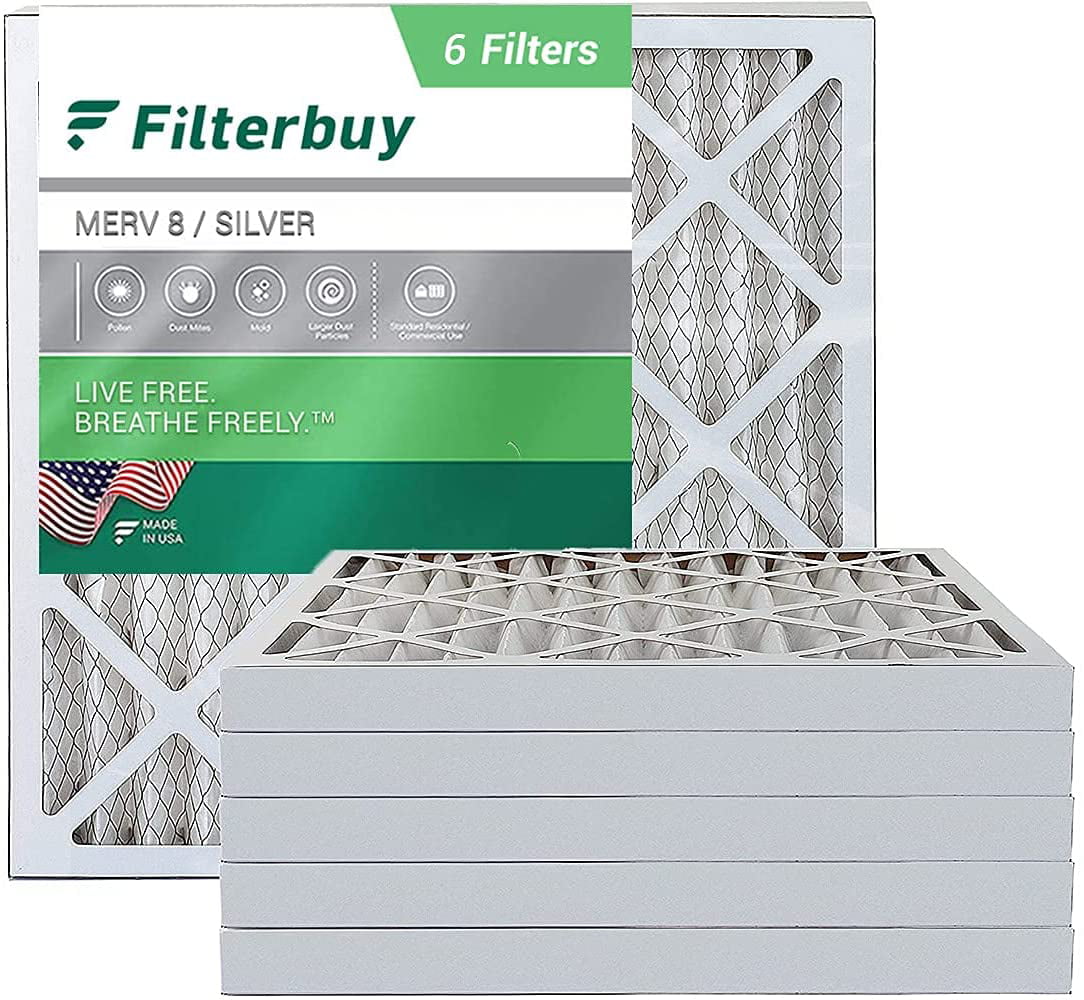 AFB Silver Pleated HVAC AC Furnace Air Filter MERV 8 FilterBuy 14x25x1