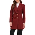 thumbnail image 4 of Abrigo de invierno de doble botonadura INSPIRE CHIC para mujer, con cuello de solapa, manga larga, abrigo exterior, talla XS, color burdeos, 4 of 6