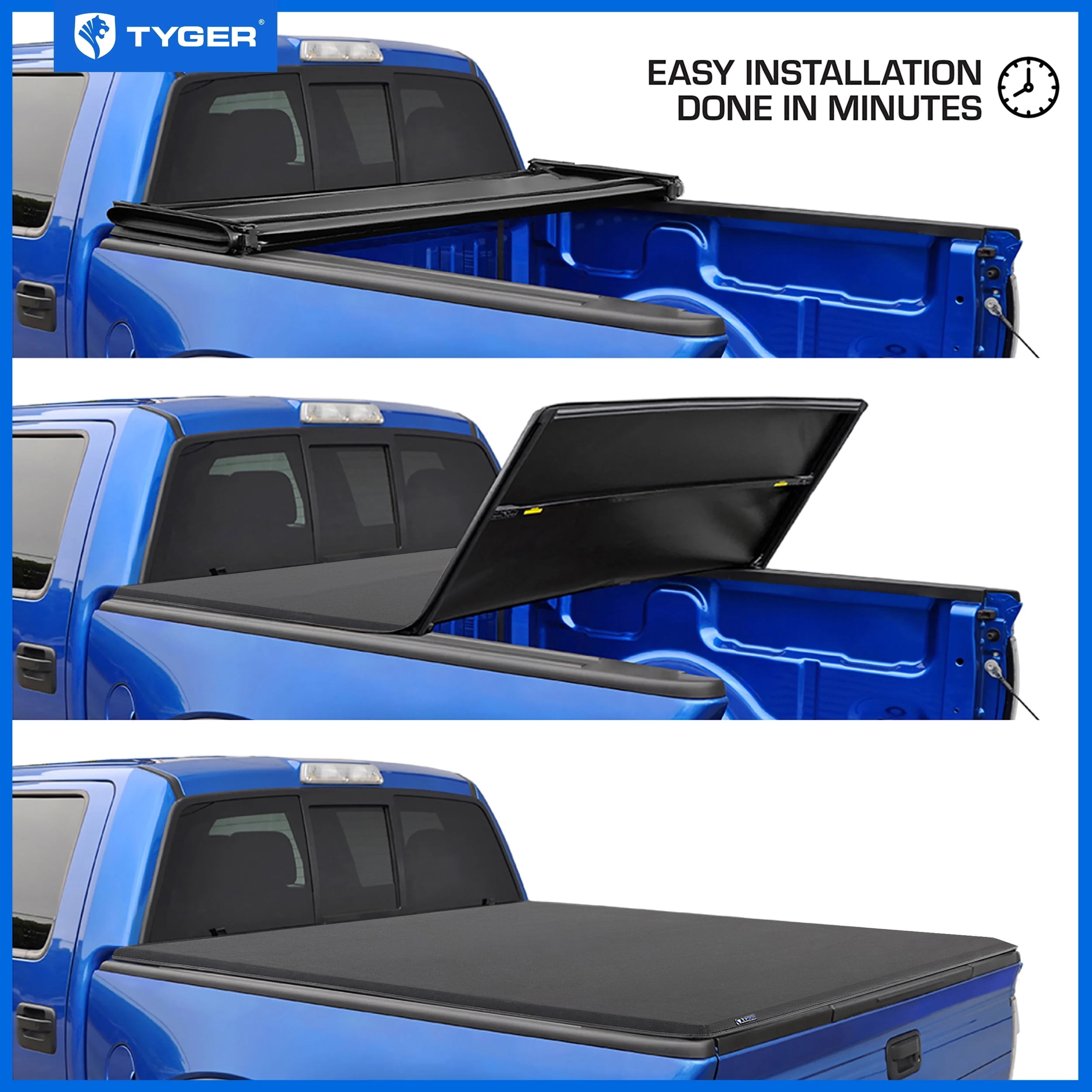 Tyger Auto T3X Soft Tri-Fold in Fabric Truck Bed Tonneau Cover Compatible with 2009-2018 Dodge Ram 1500; 2019-2024 Classic | 5'7" (67") Bed | TG-BC3D1015X