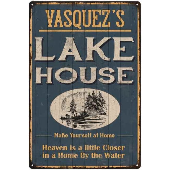 VASQUEZ'S Lake House Blue Cabin Home Decor 8 x 12 Matte Finish Metal 108120038143