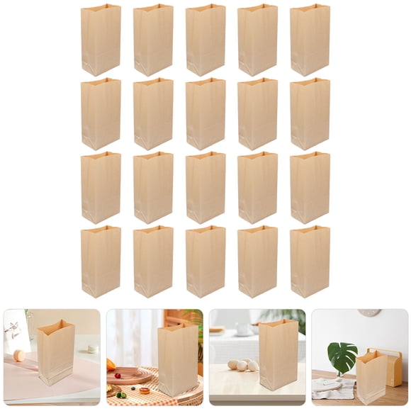 RENACLIPY 20Pcs Brown Kraft Paper Bakery Bags for Lunch Wraps Snacks and Party Food Storage