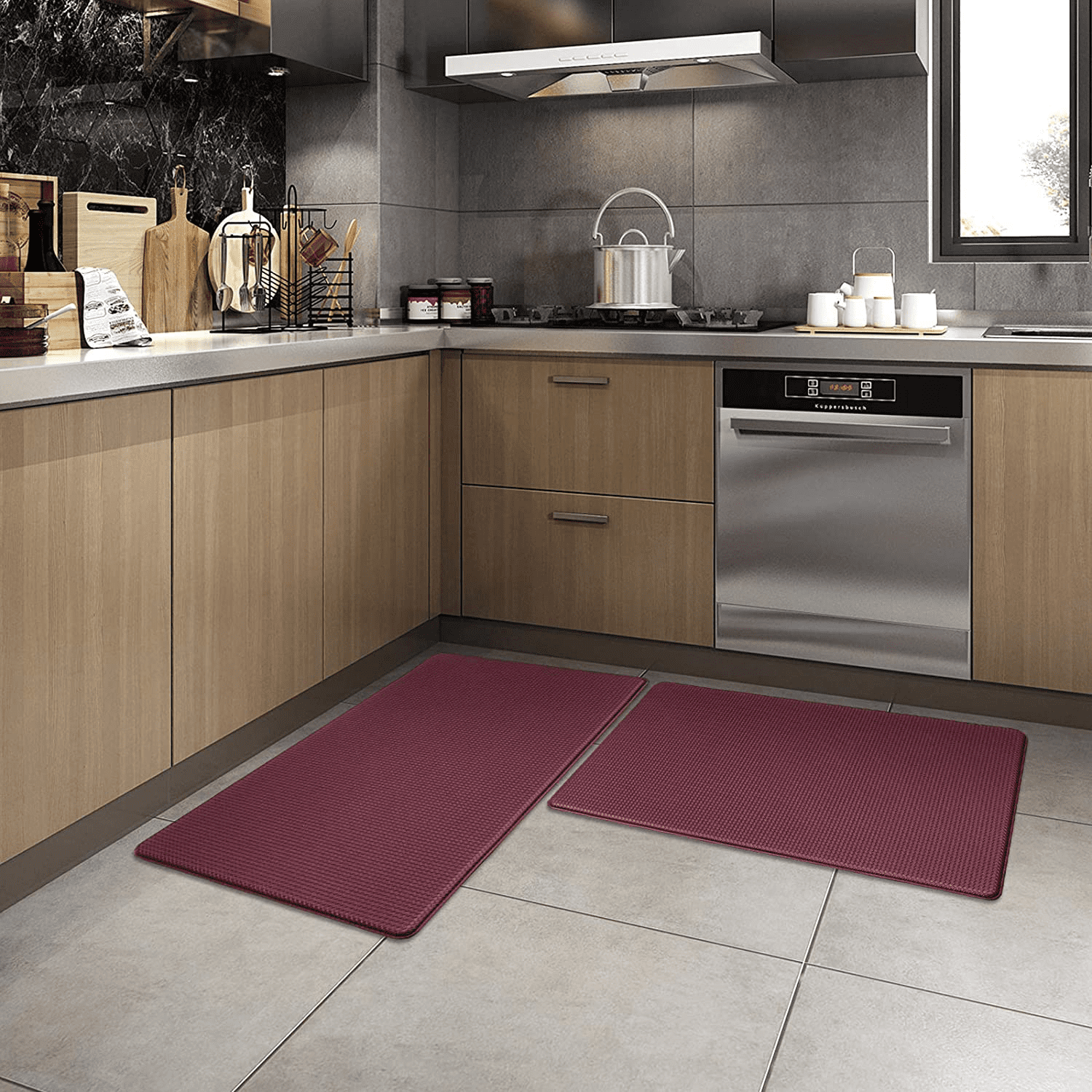 Dexi Kitchen Rugs And Mats Cushioned Anti Fatigue Comfort Mat 2 5inch Waterproof Non Skid Standing Kitchen Rug Set 18 X29 18 X29 Navy Blue Walmart Com Walmart Com