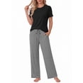 thumbnail image 2 of Weekease Two Piece Pajama Sets for Women Crew Neck Short Sleeve Tops and Printed Pant Casual Sleepwear, 2 of 7