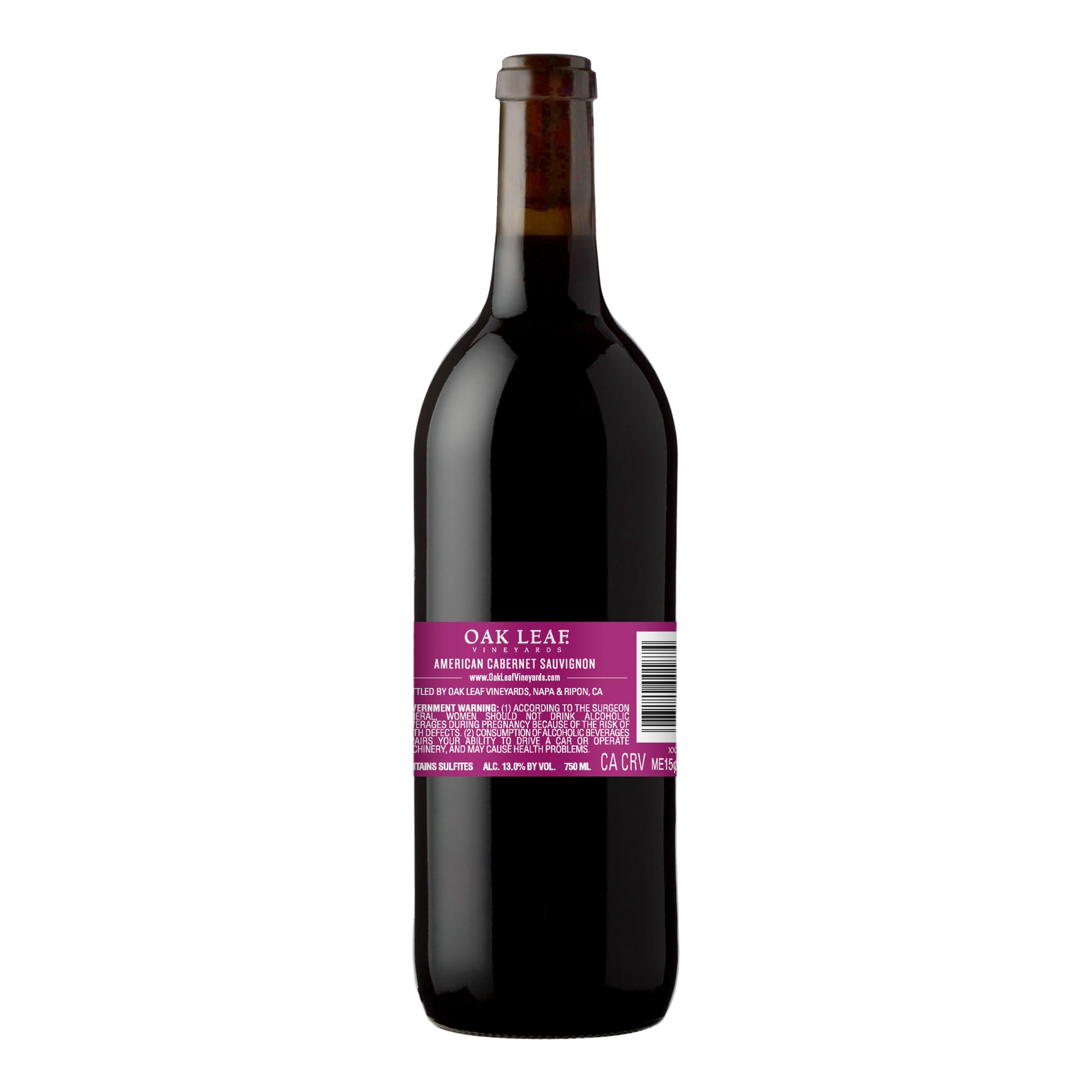 Oak Leaf Vineyards Cabernet Sauvignon Red Wine, 750 ml Glass, ABV 13.00%, 5- 5oz servings, California