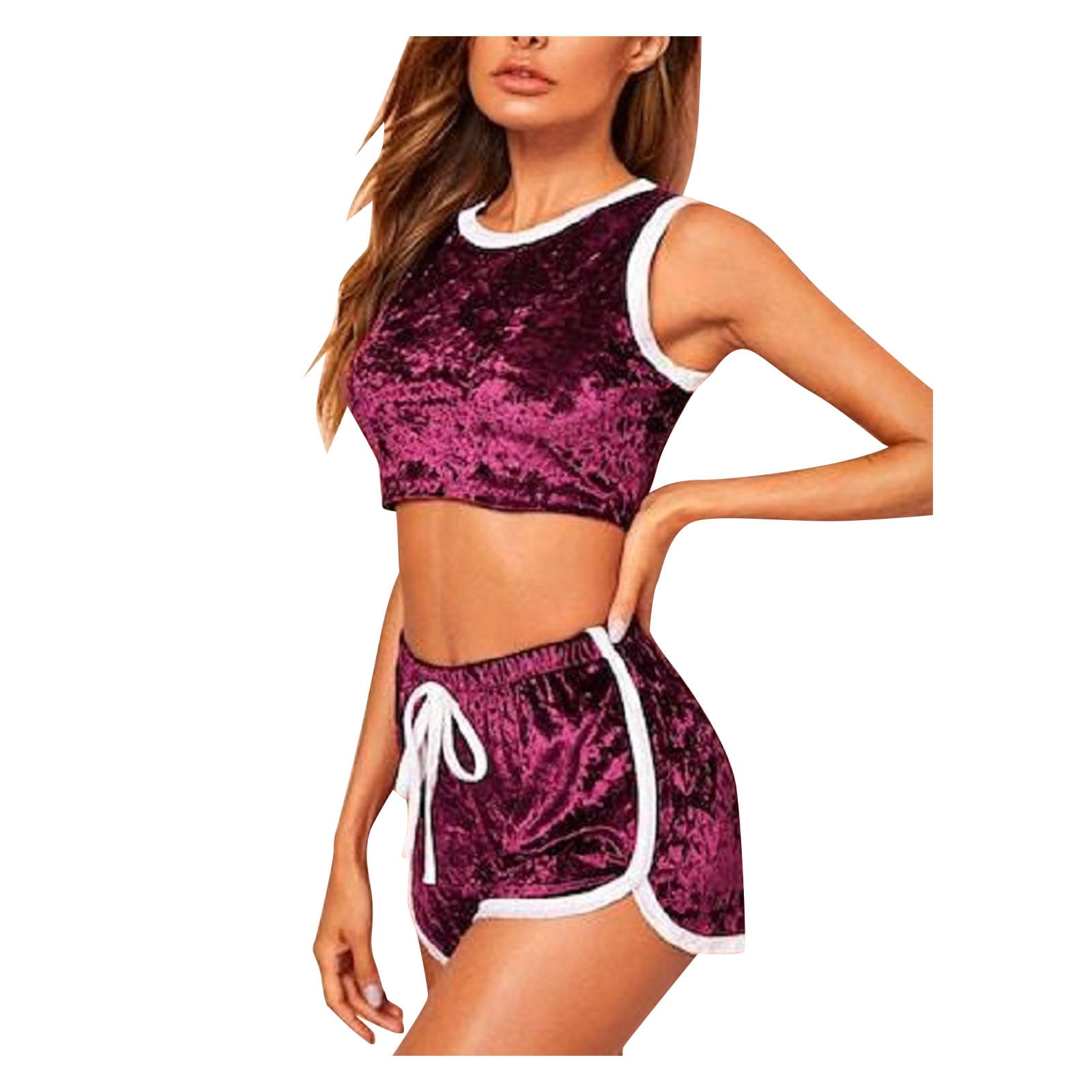 Two Piece Pj Suits for Women Crop Tank Top with Shorts Lounge Sets Pajamas Sleepwear HomewearOutfits Set Walmart