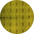thumbnail image 1 of Ahgly Company Machine Washable Indoor Round Oriental Yellow Industrial Area Rugs, 5' Round, 1 of 4