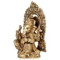 thumbnail image 4 of SumanExport-Hub Brass Ganesh Idol Statue Elephant Murti God Ganesha Vinayak Ganpati Sitting Sculpture Bhagwan Entrance 7.5 Inch, Idol, 4 of 5