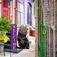 thumbnail image 6 of Welcome Mardi Gras Black Cat Decorative Garden Flag, Purple Mask Fleur de Lis New Orleans Carnival Yard Lawn Outside Decor, Beads Masquerade Holiday Outdoor Home Decoration Double Sided, 6 of 10