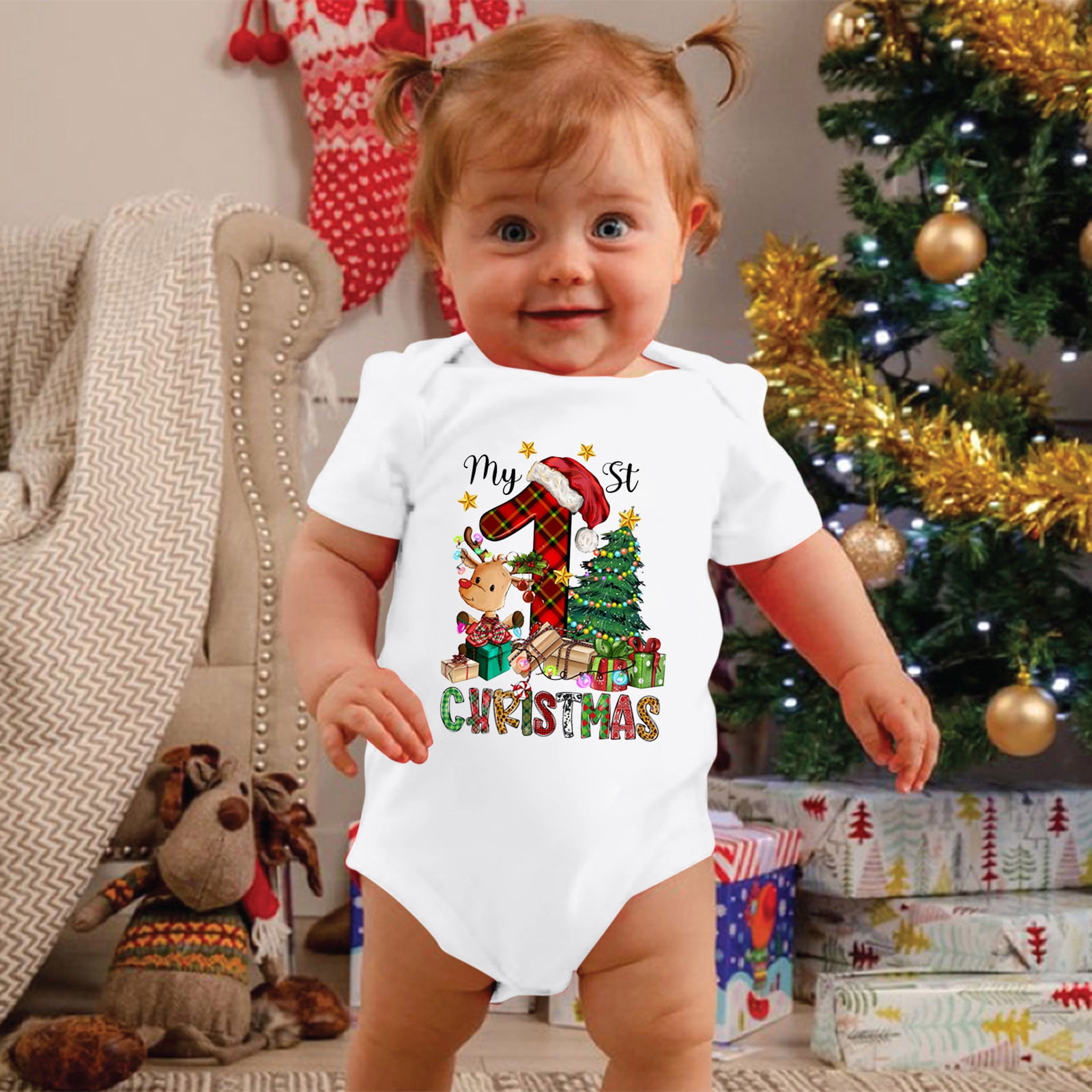 Mon Premier Bébé Pyjamas de Noël Garçons Manches Courtes Body