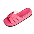 thumbnail image 3 of Women's Slippers Wedge Thick Sole Sandals Women Outdoor Open Toe Slip-on Solid Color Slides Women Footwear Beach Sandal Casual Wear Vacation Daily Shoes Hot Pink 8.5, 3 of 5