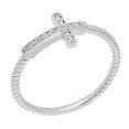 thumbnail image 2 of .04 cttw White Diamond Sideways Cross 925 Sterling Silver Ring Size 5, 2 of 3