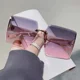 thumbnail image 5 of Nuevas gafas de sol cuadradas vintage para mujer, gafas de sol clásicas retro con espejo degradado sin marco, gafas de sol sin montura a la moda para mujer, 5 of 5