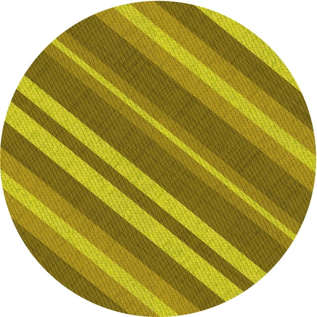 Ahgly Company Tapis d'Intérieur Lavables en Machine, Ronds, Transitionnels, Vert Jaune Foncé, Ronds de 8 Pi