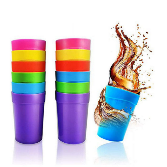 Unbreakable Plastic Tumblers，6Assorted Colors | Set of 12 Kids Drinking Cups | Reusable, BPA-free, ,Plastic Kids Juice Tumblers， for Parties, Events, Marketing, Weddings