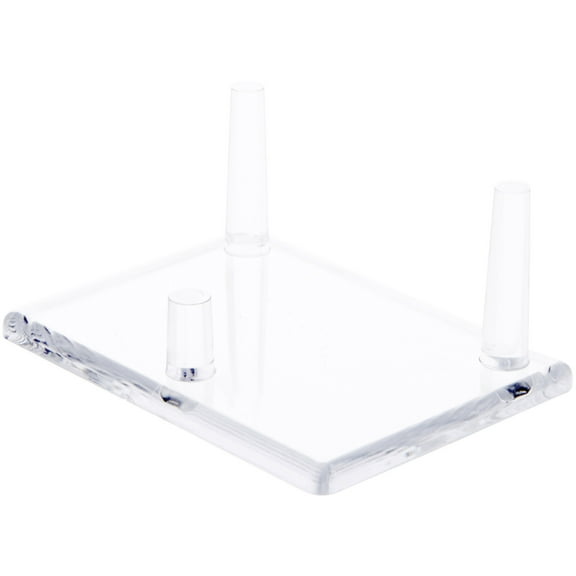 Plymor Clear Acrylic Rectangular Base with 3 Display Prongs for Geode, Mineral or Crystal Cluster, 1.5" H x 3.375" W x 2.5" D (6 Pack)