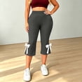 thumbnail image 6 of Noric Women's Plus Size High Waist Capri Leggings with Pockets Bow Tie High Rise Stretchy Casual Workout Cropped Yoga Pants, 6 of 8