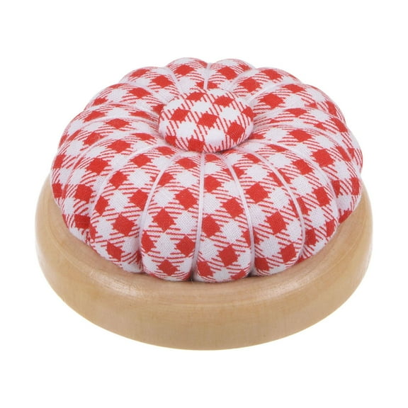 Uxcell Magnetic Pin Cushions Wooden Base Sewing Needle Holder, Red and White
