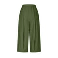 thumbnail image 6 of Roncen Women's Solid Color Wide Leg Cropped Pants - Casual Elastic Waist Pleated Trousers with Pockets, 6 of 9