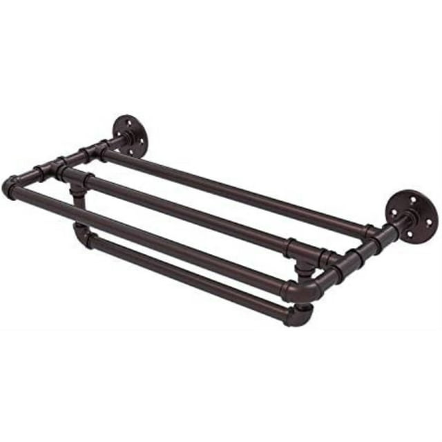 Pipeline Collection 18 Inch Wall Mounted Towel Shelf with Towel Bar - P-240-18-TSTB-ABZ