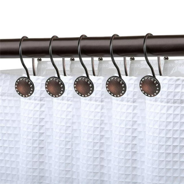 Utopia Alley HK19RB Résistant à la Rouille Double Douche Crochets de Rideau Anneau pour Salle de Bains & 44; Bronze Frotté à l'Huile - Lot de 12