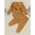 thumbnail image 4 of Bslissey Baby Girls Boys Pants Sets 3M 6M 12M 18M 24M Solid Color Long Sleeve Hooded Romper + Long Pants 2Pcs Fall Outfits Infant Toddler Casual Daily Clothes, 4 of 9